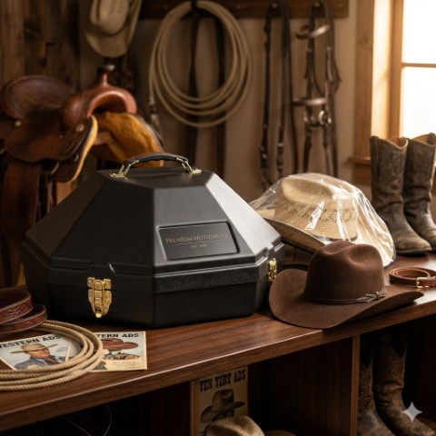 Hutboxen, Zubehör und Cowboyhüte Hutboxen, Zubehör und Cowboyhüte