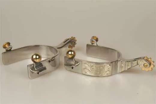 Westernsporen aus rostfreiem Stahl mit Silber kurz