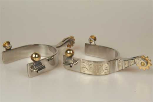 Westernsporen aus rostfreiem Stahl mit Silber kurz