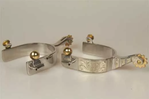 Westernsporen aus rostfreiem Stahl mit Silber kurz