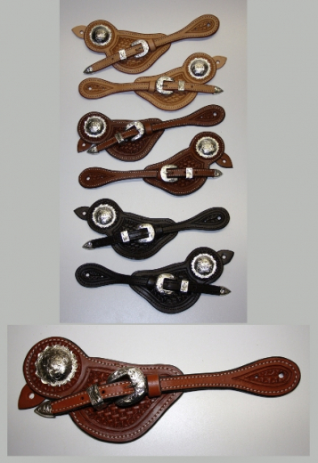 Western Sporenriemen mit Silberschnalle und Concho