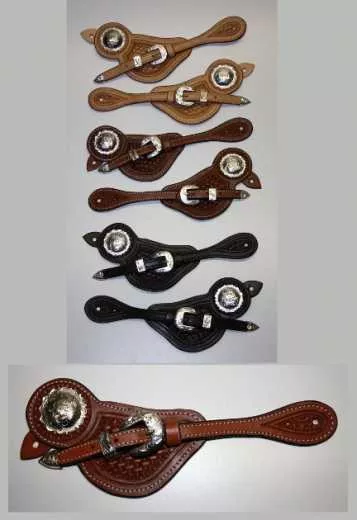 Western Sporenriemen mit Silberschnalle und Concho