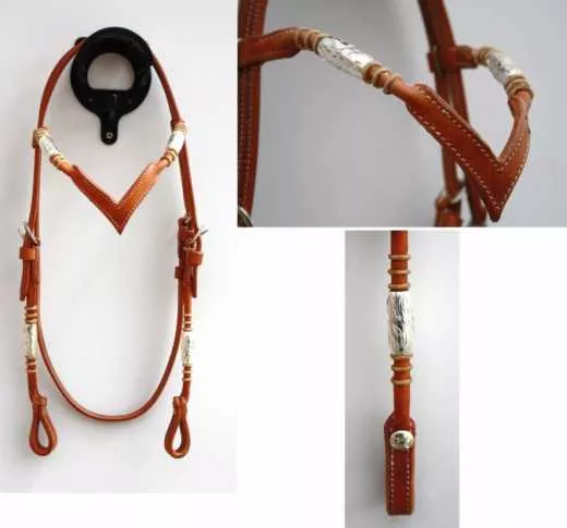 V Stirnband Kopfstück mit Silberhülsen