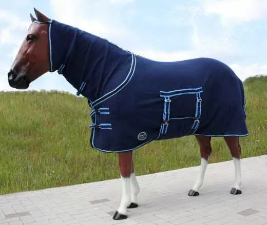 Abschwitzdecke mit Hals und Bauchlatz blau