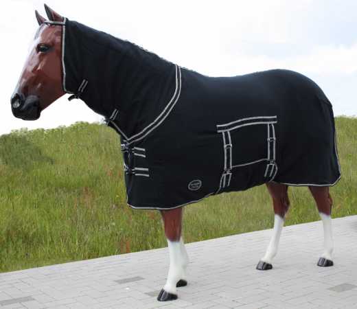 Abschwitzdecke mit Hals und Bauchlatz schwarz