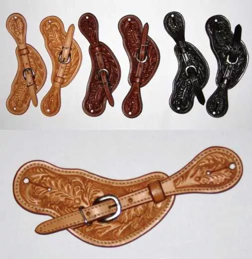 Western Sporenriemen mit Flowertooling und Ziernaht Western Sporenriemen mit Flowertooling und Ziernaht