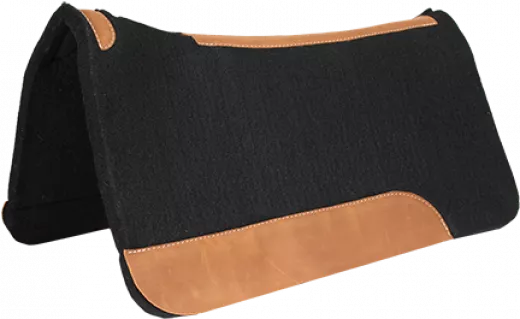Mustang Filz Westernpad schwarz mit Lederbesatz