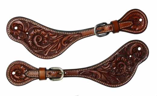 Western Sporenriemen aus US Leder mit Oak Leaf Tooling  AC-163