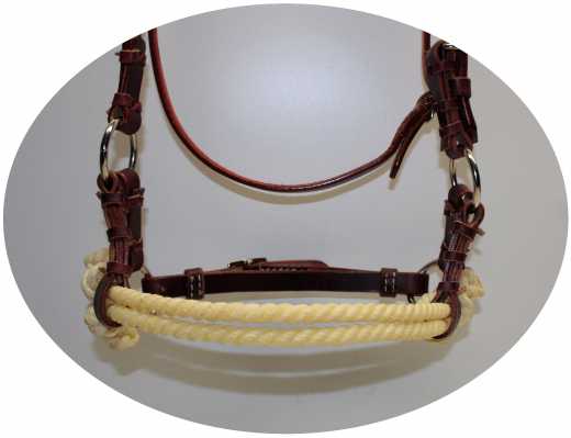 Sidepull Harnessleder Double Rope Noseband aus Latigo Leder