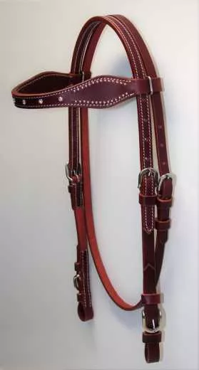 EE Tack Stirnband Kopfstück aus Latigo Leder mit Strass Steinchen