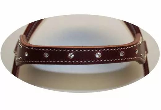 EE Tack Stirnband Kopfstück aus Latigo Leder mit Strass Steinchen