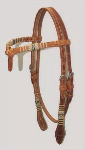 EE Tack Stirnband Kopfstück mit Rohaut Applikationen AE-135