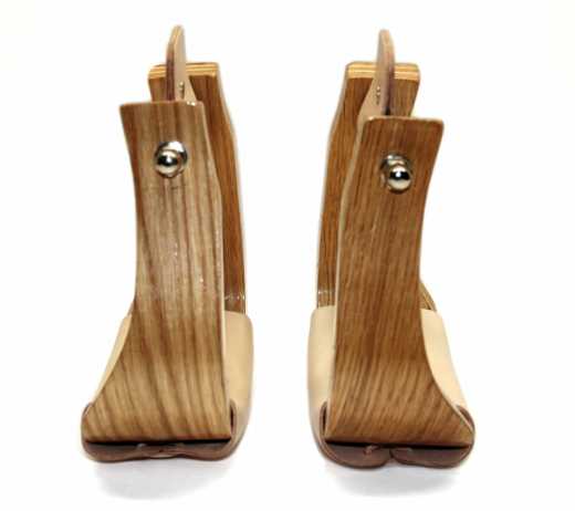 HL Offset Holzsteigbügel gebogen mit hellem Leder