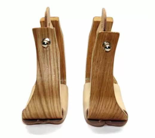 HL Offset Holzsteigbügel gebogen mit hellem Leder