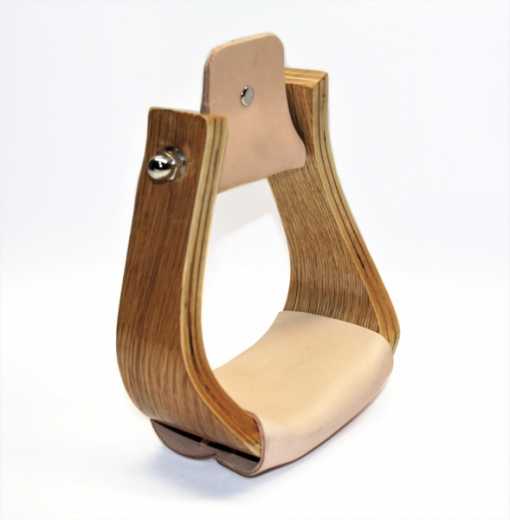HL Offset Holzsteigbügel gebogen mit hellem Leder