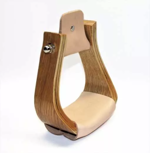 HL Offset Holzsteigbügel gebogen mit hellem Leder