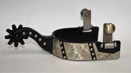 Blacksteel Show Westernsporen mit graviertem Silberbeschlag und Dots Blacksteel Show Westernsporen mit graviertem Silberbeschlag und Dots