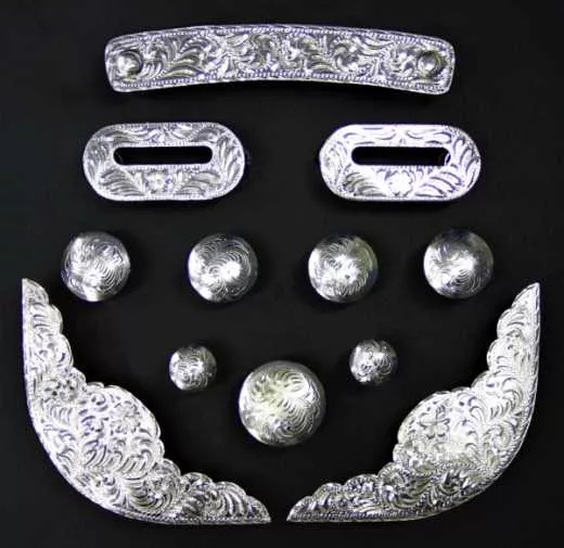 12-teiliges Silberset für Westernsättel #883 12-teiliges Silberset für Westernsättel #883