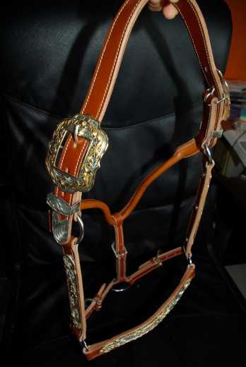 Premium Western Showhalfter mit Silber Beschlägen und Steinchen