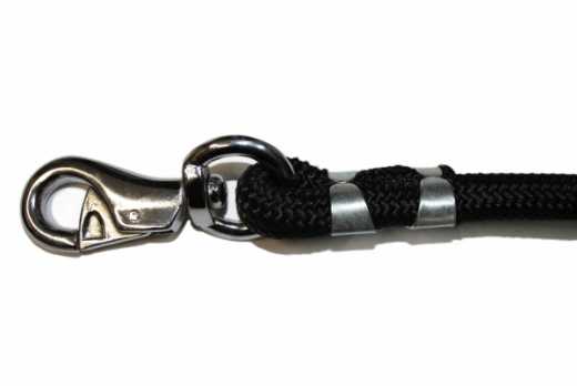 Anbindestrick schwarz mit Bullsnap Karabiner 210cm