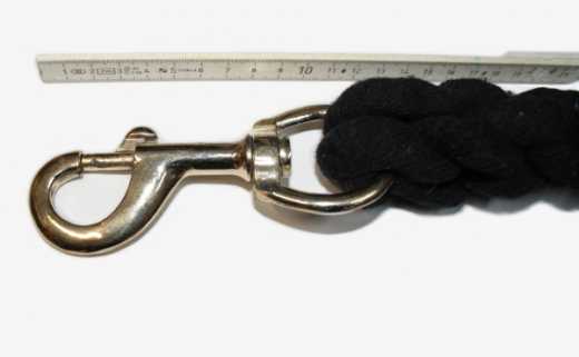 Anbindestrick schwarz Baumwolle mit Boltsnap Karabiner 300cm