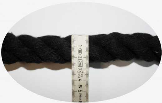 Anbindestrick schwarz Baumwolle mit Boltsnap Karabiner 300cm