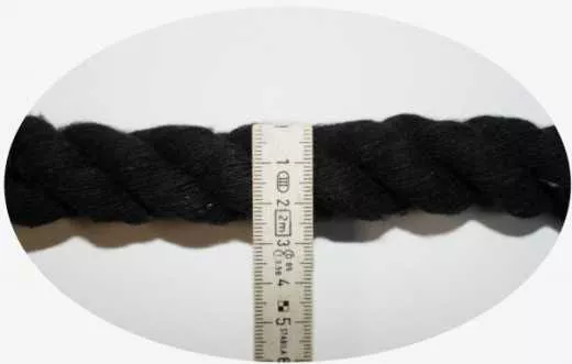 Anbindestrick schwarz Baumwolle mit Boltsnap Karabiner 300cm