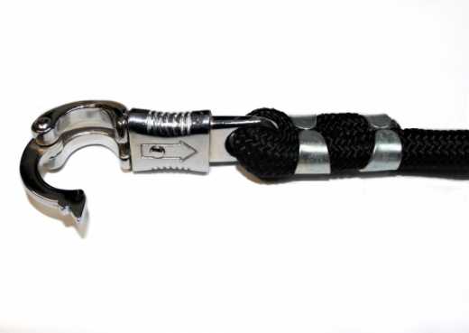 Anbindestrick schwarz mit Panikhaken 210cm