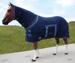 Abschwitzdecke mit Hals und Bauchlatz blau