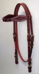 EE Tack Stirnband Kopfstück aus Latigo Leder mit Strass Steinchen