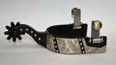 Blacksteel Show Westernsporen mit graviertem Silberbeschlag und Dots